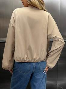 SHEIN LUNE Women Casual Striped Patchwork Basic Long Sleeve Jacket Coat, Everyday Wear For Autumn/Winter Casual Tops Fall Women Going Out Tops Women Going Out Back To School Teacher For Women Going Out Tops Women Back To School Winter For Women Office For Women Streetwear Work For Women Teacher Airport For Women Going Out Fall For Women Casual Women Winter For Women Cropped Jacket Preppy Jacket