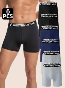 Manfinity Underwear&Sleepwear Basics 6条装男士纯色字母腰带三角内裤 - 彩色 - 查看 3