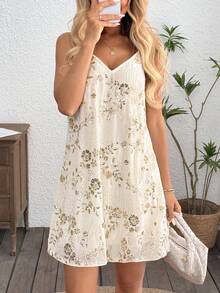 SHEIN LUNE 女式波西米亚印花V领露背度假连衣裙 - 彩色 - 查看 3