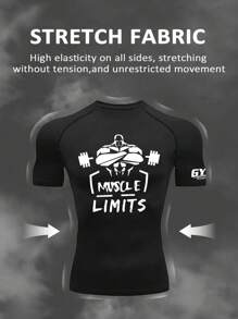 Gym Rark Muscle Man Print T-Shirt And Pants Sports Gym Set For Men - Black - View 3