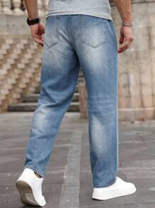 Manfinity Homme Jeans di jeans casual e semplici da uomo, adatti per l'estate