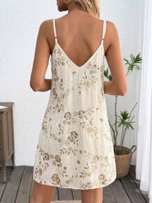 SHEIN LUNE 女式波西米亚印花V领露背度假连衣裙 - 彩色 - 查看 2