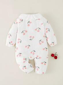 SHEIN 1 新生儿连体衣 可爱蕾丝领，飘袖 | 纯棉面料，舒适柔软亲肤 女婴高品质服装