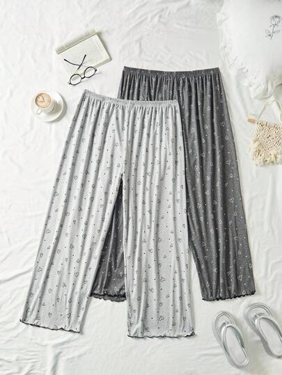 Snug Zone 大码女式两件套睡衣，心形图案针织休闲长裤，四季皆宜，秋季服装，舒适保暖，冬季适用