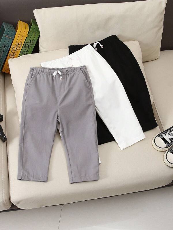 SHEIN 3pcs/Set Infant & Toddler Casual Pants With Pocket