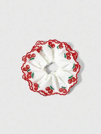 Fairycore 2-Layer Sweet Cherry Embroidered Hair Scrunchies