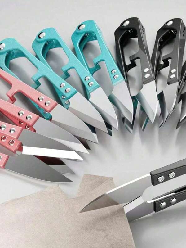 SHEIN 1pc/5pcs Stainless Steel U-Shape Home Sewing Scissors, Small Size, Suitable For DIY Sewing