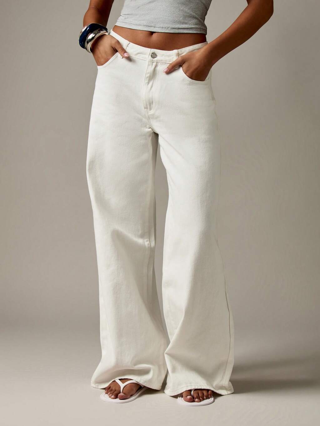 MISSGUIDED Wide Leg Palazzo Jeans With Cinched Back Detail