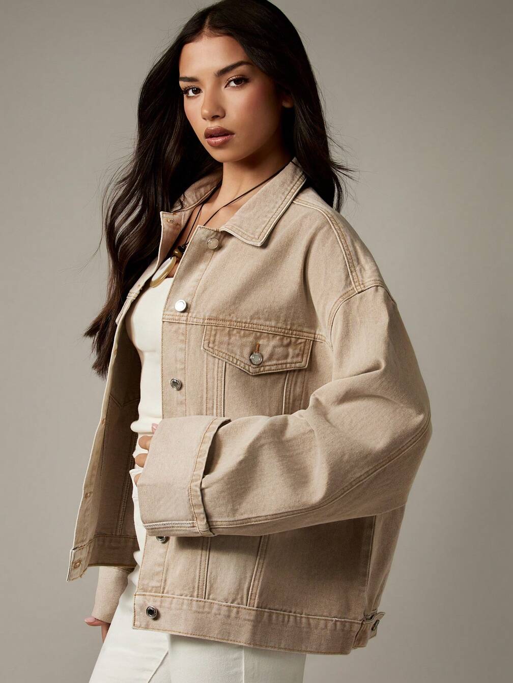 MISSGUIDED Oversized Denim Jacket With Turn Up Cuffs｜MISSGUIDED