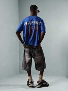 PLAYBOY X SUMWON 复古海报女郎兔子印花宽松短袖棉质 T 恤街头潮流图案设计夏季休闲日常服饰