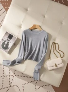 Franclia Y2K Essential Versatile Commuting & Travel Casual Knit Pullover Sweater, Comfortable & Stylish For Festivals & Gatherings Fall Winter Cloth For Women