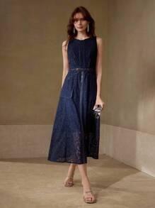 MOTF PREMIUM VÁY REN CÓ KHÓA KÉO TƯƠNG PHẢN - Xanh đậm - Xem 4