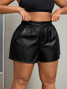 SHEIN PETITE CURVE Pantalones cortos elegantes y casuales para tallas grandes, para primavera/verano
