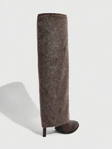 CUCCOO SZL Botas altas y estrechas de tacón alto con puntera puntiaguda, botas sexy tipo "chica mala" para mujeres - Caqui - Ver 11