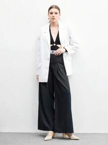 CUCCOO BIZCHIC 女士时尚弹力带尖头粗高跟鞋，舒适休闲一脚蹬正装鞋，适合通勤、度假和日常穿着，米色 - 糯米白色 - 查看 10