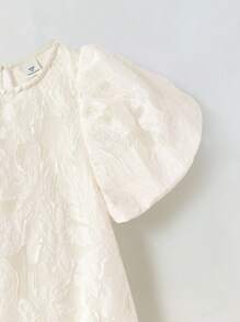 Maija Kids Maija Kids 年轻女孩牛仔效果提花圆领花瓣袖连衣裙 - 中等水洗藍 - 查看 5