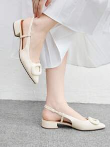 CUCCOO BIZCHIC Women's Fashion Elegant Solid Color Pointed Toe Flats For Christmas Spring Shoes - Beige - View 5