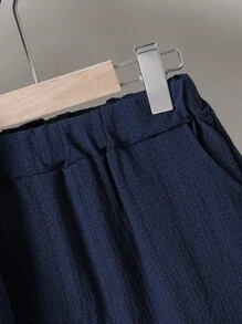 SHEIN Tween Jongen Stevige Voorpand met knoppen Shirt & Shorts Zonder T-shirt