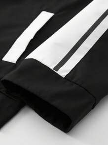 Manfinity EMRG Chaqueta con cremallera de manga larga con estampado de letras para hombre talla grande - Negro - Ver 5