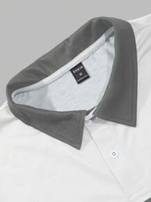 Manfinity Homme 男士拼色短袖 Polo 衫，适合休闲春夏装、高尔夫装 - 彩色 - 查看 4