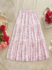 SHEIN VCAY Váy dệt họa tiết tối giản màu đỏ KARISMINA cho ngày lễ - Màu Hồng baby - Xem 2