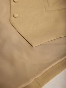 House of One Khaki Classic Casual Business Solid Color Button Front V-Neck Vest Top Women Business Women Button Front Vest Fall Women Clothes Office Old Money Outfits For Women Fall Outfits Business Professional Women Business Casual Woman