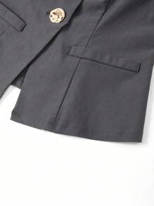 Gownix 女士优雅新款法式无袖背心，通勤办公室装，金属大纽扣，深灰色衬衫适合通勤，老款风格女性，商务休闲女性，女士教师装，2025新款亚麻 - 深灰色 - 查看 7