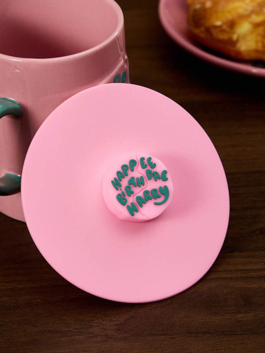 HARRY POTTER X SHEIN 1 件 3D 生日蛋糕硅胶杯盖，防尘密封杯盖，适用于冷热饮品，不含杯子，生日礼物 - 粉色 - 查看 1