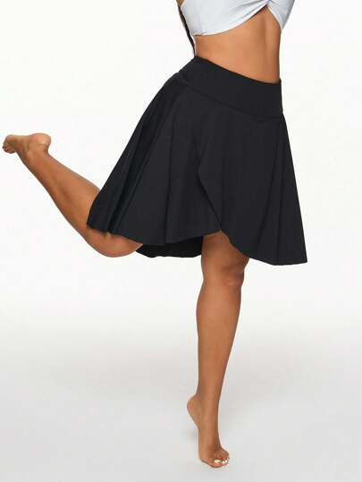 Gameset SHEIN Sport 加大码女式不对称下摆运动裙，带短裤和口袋，高腰，适合日常休闲、健身、瑜伽、网球、跑步、春夏季