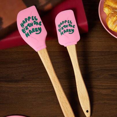 HARRY POTTER X SHEIN 2pcs Silicone Scraper Baking Tools Long Handle Spatula Cream Cake