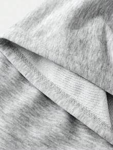 SHEIN Girlism 少女三件套秋冬/休闲街头/黑色纯色高低下摆连帽卫衣和迷彩印花裤和背心 - 灰色 - 查看 9