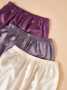 SHEIN 2件套女士纯色仿丝吊带背心和宽松裤休闲套装 - 彩色 - 查看 6
