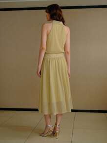 MOTF PREMIUM Vestido recogido con recortes - Caqui - Ver 3