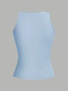 SHEIN EZwear 4件組女款性感極簡基本款短版緊身背心，適合夏季健身，黑色、粉色、水藍色、白色 - 彩色 - 查看 6