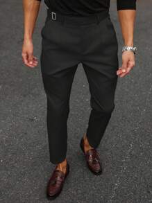 Calvornis Quần âu đen kiểu cà rốt thanh lịch dành cho doanh nhân chuyên nghiệp Quần âu ôm vừa vặn cho nam Quần tây đen cho nam Quần âu đen cho nam - màu đen - Xem 4