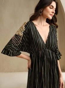 Anewsta Women's New Design Sequin Long Formal Gown Dress - Black - View 5