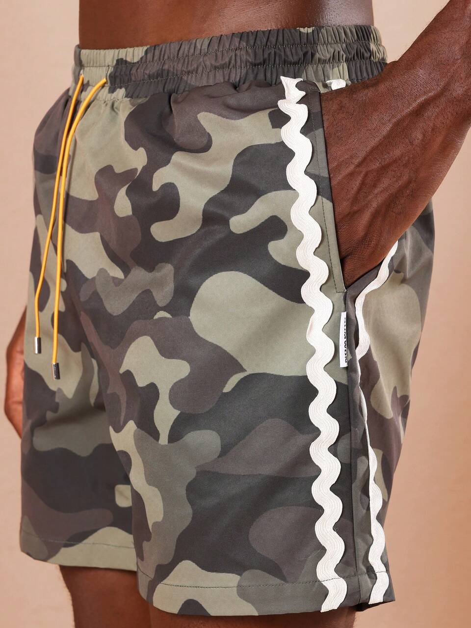 SUMWON Beach Swimming Trunks Relaxed Fit Camo Side Stripe Design Summer Holiday Weekend Resort Wear Quick Drying Surf Board Shorts Vacation