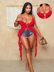 BamGleam Curea exagerată sexy de vară pentru femei, cu volane