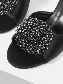 MOTF PREMIUM APPLIQUES PU LEATHER HEELED SANDALS - Black - View 6