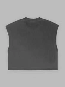 Manfinity Dauomo 男士纯色圆领休闲宽松时尚简约背心 - 灰色 - 查看 2