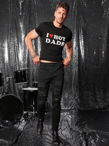 FeverCity Men's Casual Washed Distressed Denim Jeans - Black - View 5