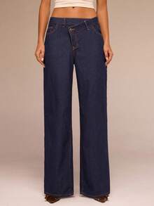 Avantive Quần Jeans Ống Rộng Nữ Quần Jeans Baggy Quần Jeans Chéo Y2K Thu Đông Cho Nữ Quần Jeans Mùa Đông Trở Lại Trường Y2K Văn Phòng Cho Nữ Công Sở Cho Nữ Buổi Hòa Nhạc Cho Nữ Sân Bay - Rửa tối - Xem 6