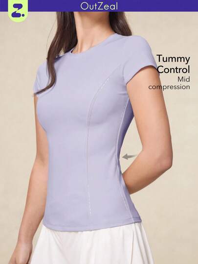 OutZeal 女士健身服运动T恤健身普拉提服吸湿短袖紧身压缩上衣运动上衣