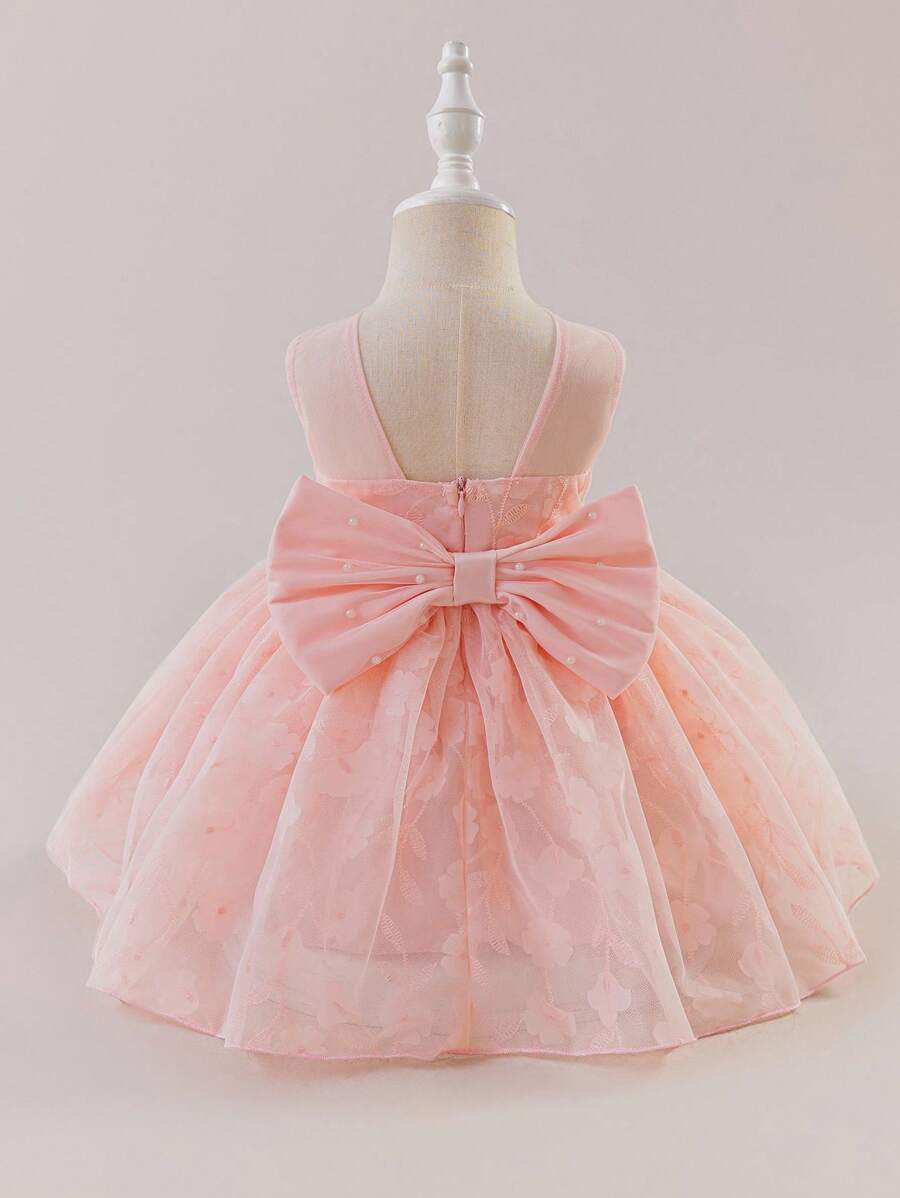 Glamorique Kids Neues Mädchen Jacquard-Netz-Prinzessinen-Kleid, geeignet für Baby Mädchen Alltag, Geburtstagsparty, Hochzeit und andere Anlässe - Pink - Übersicht 1