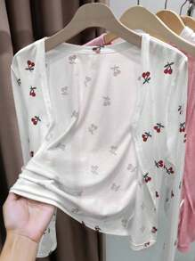 INAWLY 女士轻薄印花开衫，春夏 - 白色 - 查看 3