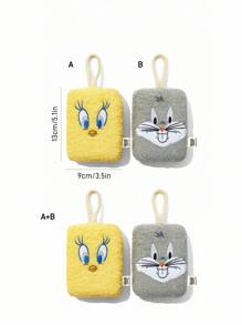 LOONEY TUNES X SHEIN 1 pieza Esponja de baño con estampado de dibujos animados y cuerda para colgar, adecuada para bañarse y limpiar tanto para niños como para adultos, de material suave y no irritante
