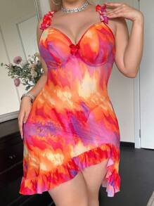 SHEIN 2 pièces Ensemble de lingerie Grande taille avec armature en tulle - Multicolore - Voir 3