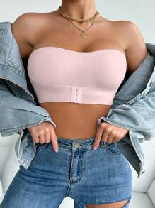 SHEIN Women Front Closure Push-Up Padded Bra, Pink - Pink - View 4