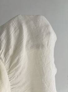 Sweetra 女士夏季可爱纯色褶皱面料吊带背心，粉色，适合大学穿着 - 杏色 - 查看 6