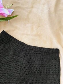 SHEIN Teen Girl's Minimalist Casual Everyday Shorts Spring Summer Boho Beach West Music Festival Holiday Date Night Afternoon Tea - Black - View 3